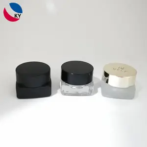 Copo de creme de vidro para lábios, frasco de bálsamo com tampas parafusos para recipientes cosméticos nova alta qualidade vazio preto fosco transparente 3g