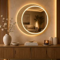Miroir de salle de bain LED en forme de croissant de lune avec interrupteur tactile, résistant à l'eau, à fixation murale pour hôtel et décoration intérieure