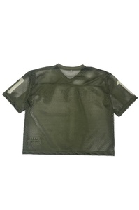 Women's <b>Mesh</b> <b>Crop</b> <b>Top</b> V-Neck Short Sleeve Green Star Print Streetwear Breathable Regular Fit Spring Summer - Product Image 3