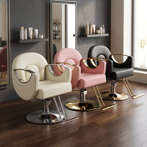Chaise de coiffure hydraulique moderne avec accoudoirs dorés pour salon de coiffure, salon de beauté, mobilier de salon - Product Image 1