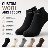 Chaussettes courtes en mélange de laine OEM ODM avec logo personnalisé, chaudes, respirantes, douces, pour l'hiver, faible MOQ, fourniture directe d'usine