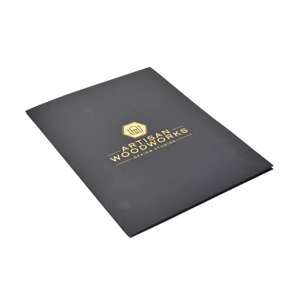 Cartella di File di carta laminata per documenti A4 con stampa personalizzata con Logo Desgin all'ingrosso con Logo stampato in oro