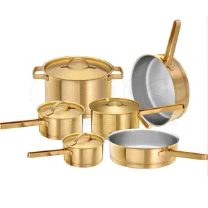 QANA Nhà Máy Bán Buôn OEM Pan Nồi Thép Không Gỉ Cảm Ứng Cookware Nấu Ăn Nồi Và Chảo Đồ Dùng Nồi Hấp Nồi Đồng Không Dính