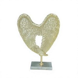 Oro pluma corazón acento objetos decorativos sala de estar decoración del hogar escultura de lujo artesanías de Metal acento Showpiece regalo - Product Image 1