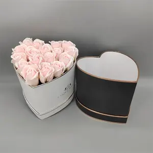 양각 플로럴 디자인과 브랜드 로고가 있는 맞춤형 하트 모양의 꽃 상자 재생종이 및 종이 보드 두께 3mm