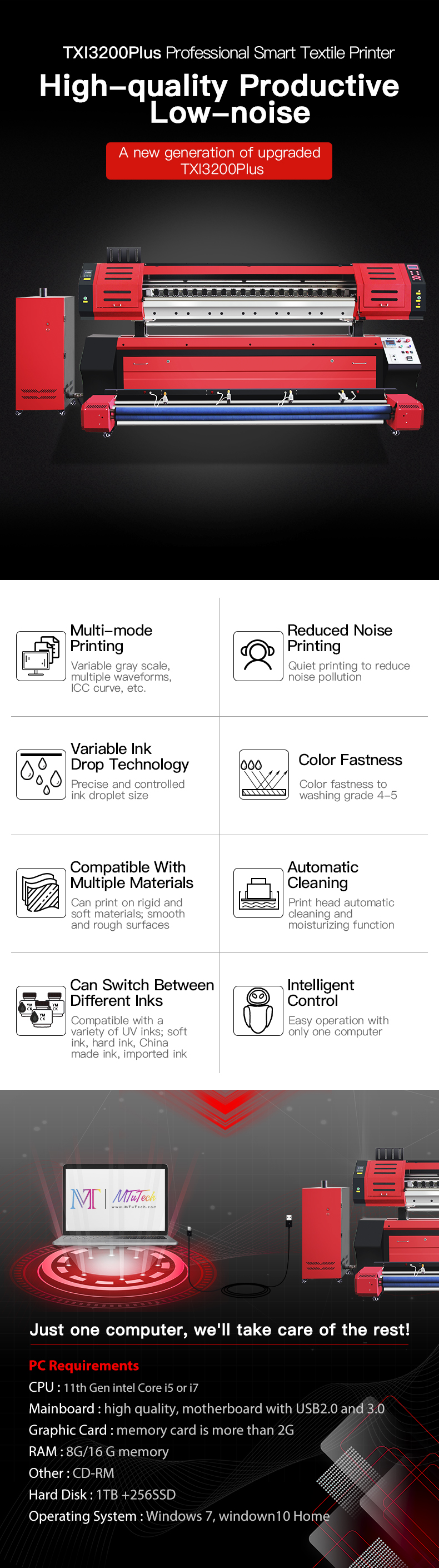MT 1.8meters I3200 Printhead Sublimation for home textile printing