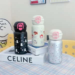 316 Stainless Steel Insulated Water <b>Bottle</b> 500Ml Cartoon Design Dual Straw For Children - Product Image 5