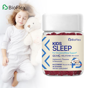 Integratore per il Sonno per Bambini al Gusto di Lampone, Caramelle Gommose con 0,5mg di Melatonina, <span class=keywords><strong>L</strong></span>-Teanina, Camomilla e Melissa - Product Image 1