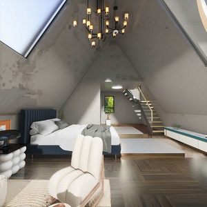 Maison préfabriquée en <span class=keywords><strong>bois</strong></span> blanc moderne, haute qualité, construction rapide, imperméable, anti-corrosion, villa, hôtel, appartement, maison triangulaire - Product Image 3