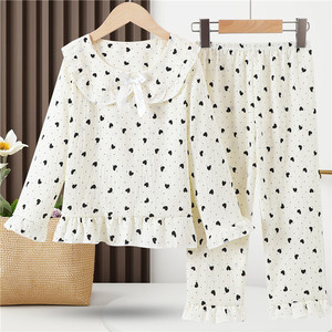 <span class=keywords><strong>Pigiama</strong></span> a Maniche Lunghe per Ragazze, Morbido con Stampa Cartoon, 2-15 Anni, Abbigliamento da Notte Primaverile per Bambine e Adolescenti - Product Image 3