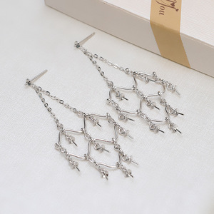 Support de boucles d'oreilles en argent S925 multi-perles en forme de croix, vide, pour perles de 3,5 à 4 mm, petit support de bijoux avec accessoires pour boucles d'oreilles 5391 - Product Image 4