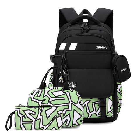 Sac a Dos Scolaire School Bag 3PCS Set for Boys Student Teens Stylish School Backpack Lunch Bag Set 10-15 Years Children Bookbag