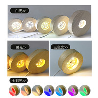 Base lumineuse LED ronde en bois RGB 10 cm Lampe en bois 3D USB Base lumineuse ronde en bois naturel pour veilleuse