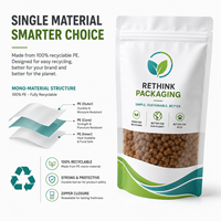 Sachet Doypack Écologique Recyclable pour Aliments pour Animaux avec Fermeture Éclair, Personnalisé, en PE Monocouche, pour Friandises et Croquettes pour Chiens