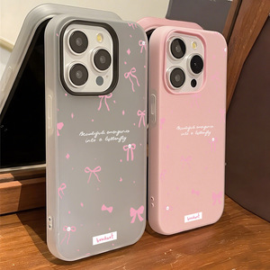 เหมาะสำหรับเคสไอโฟน 17 โปรแม็กซ์ โบว์สีชมพูสไตล์เกาหลี รูขนาดใหญ่ เคสโทรศัพท์กันกระแทก - Product Image 2