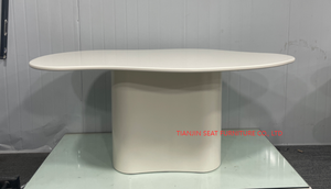 <span class=keywords><strong>2025</strong></span> mới đến nóng bán đồ nội thất hiện đại tối giản kem màu be gỗ <span class=keywords><strong>MDF</strong></span> hình dạng bất thường bàn ăn - Product Image 6