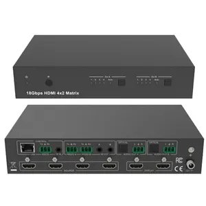 4x2 HDMI2.0 18Gbps Matrix Switcher with Scaler SPDIF Analog Web-GUI for home theatre system