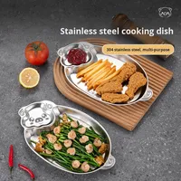 Yolecen petite préparation domestique plat assiette profonde dessin animé conception épaissie 304 acier inoxydable vinaigre plat boulette assiette