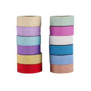 1.5cm * 10m di nastro di carta decorativa con stella glitterata bassa con adesivo con Logo personalizzato nastro adesivo Washi - Product Image 2