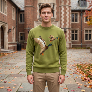 Suéter Jacquard con Estampado Animal Estilo Preppy <span class=keywords><strong>Vintage</strong></span> para Hombre, Tejido Grueso 7GG, Jersey Retro con Patrón Animal, Mezcla de Lana, Invierno - Product Image 3