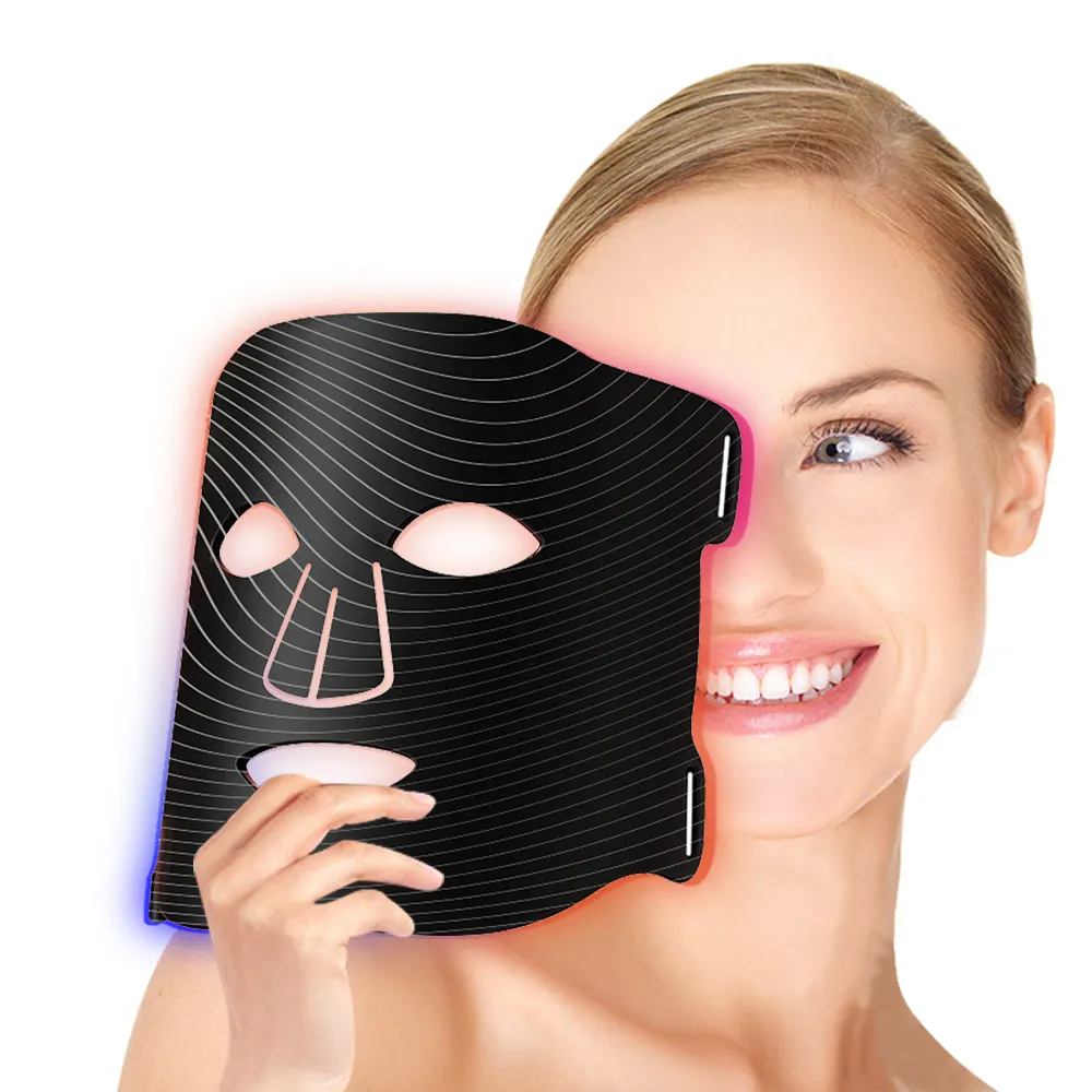 Máscara facial de silicone LED para beleza facial por atacado Máscara facial LED USB para beleza facial infravermelha
