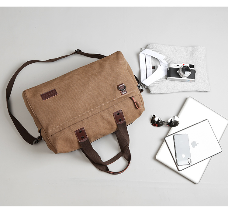 Men's Vintage Canvas Business Briefcase – Padded Laptop Messenger & Shoulder Bag - View 3