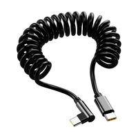 Câble de charge rapide pour voiture Type-C coudé à ressort 120W pour iPhone 16/17, Vivo, OPPO - Matériau PVC