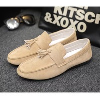 Mocassins Penny en Daim à Pompom pour Hommes – Chaussures Souples à Semelle Plate, Respirantes, Idéales pour la Conduite, le Quotidien et les Affaires
