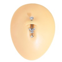 Piercing de nombril en titane ASTM F136 avec opale incrustée de zircon étincelant, filetage interne, barre de 1,6 mm