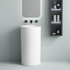 Lavabo <span class=keywords><strong>de</strong></span> pedestal redondo <span class=keywords><strong>de</strong></span> cerámica <span class=keywords><strong>de</strong></span> Canton Fair, lavabo <span class=keywords><strong>de</strong></span> mano montado en el suelo - Product Image 2