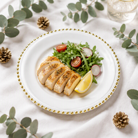 Assiettes en verre transparentes dorées de 13 pouces avec perles argentées et sous-assiettes en verre pour événements de mariage – Vente en gros