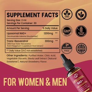 Suplementos de Resveratrol Liposomal NAD+ en Gotas Líquidas, Nicotinamida Adenina Dinucleótido de Grado Alimenticio, Venta al Por Mayor OEM ODM - Product Image 2