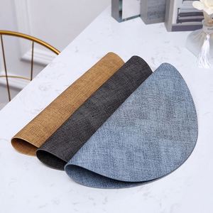 Round Faux Leather Placemats, Dual Sided Heat Resistant and Non Slip <b>Table</b> <b>Mats</b> for Dining <b>Table</b>, Home and Restaurant Decor - Product Image 2