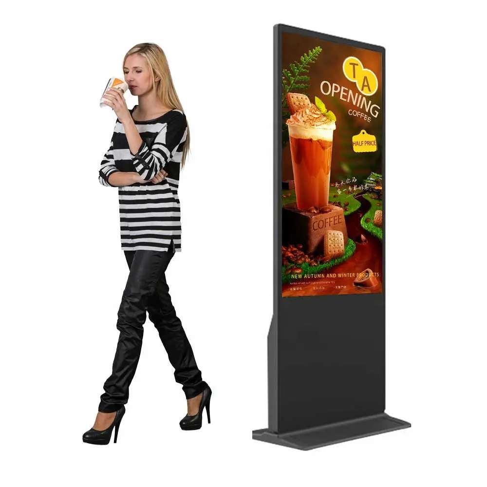 Signage tầng đứng một mình lên trong nhà 55 inch Android LED LCD TV màn hình quảng cáo quảng cáo hiển thị kiosk Video Player