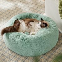 Lit pour animaux de compagnie de luxe en mousse à mémoire de forme anti-anxiété, moelleux et confortable, avec rebord surélevé antidérapant, lavable en machine, pour chatons et petits chats, apaisant