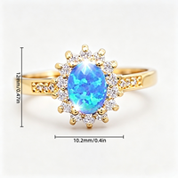 Bague de fiançailles tendance en laiton avec opale de feu ovale blanche taille marquise pour femme, alliances, cadeau de mariage
