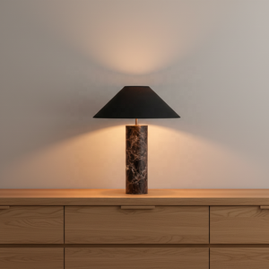 Lampe de table en marbre naturel de luxe Nodric Designer avec abat-jour en tissu, lampe de chevet pour chambre d'hôtel, lampe de lecture - Product Image 2