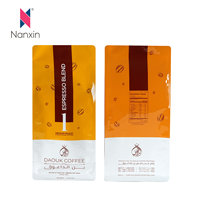 Pochette personnalisée en feuille d'aluminium mylar mate de 500g, support à fond plat, emballage en plastique avec valve, fermeture éclair, imprimé, sac de café personnalisé