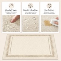 Tapis lavable sans rinçage pour salon, canapé et chambre à coucher, style crème français luxueux et épais