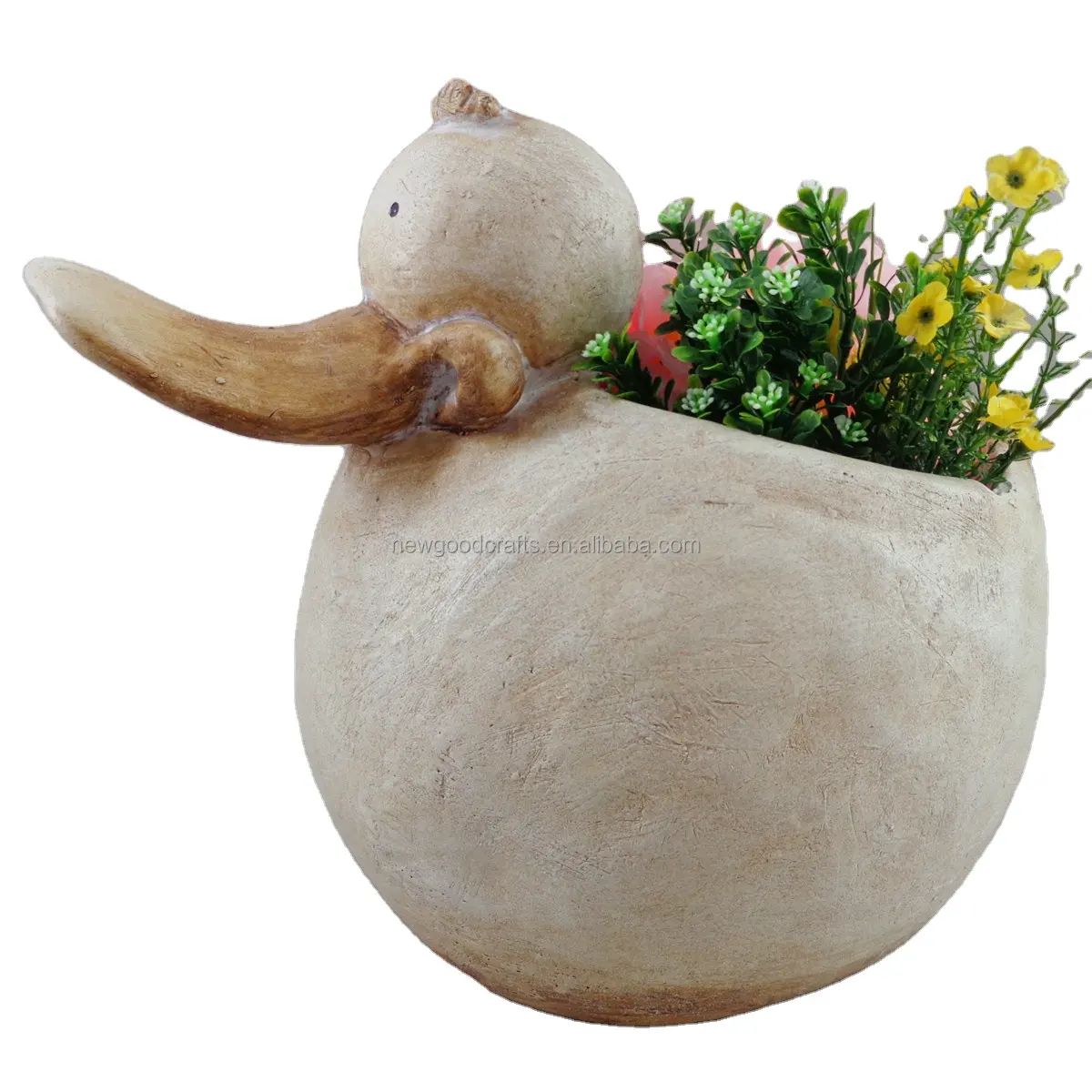 Animal de dessin animé et pot de fleurs Oie décorative Pot de plante bonsaï extérieur et intérieur Artisanat en polyrésine