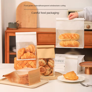 Trắng Kraft túi giấy rõ ràng cửa sổ tám bên con dấu bánh mì nướng bánh mì túi cho Baking Màn hình tin Tie cho kẹo cho Cookie - Product Image 5