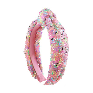 Lrtou Bán Buôn Mới Nhất Thời Trang Châu Âu Phụ Nữ Hairband Tóc Phụ Kiện Dễ Thương <span class=keywords><strong>Sequin</strong></span> Lưới Rộng Thắt Nút <span class=keywords><strong>Headband</strong></span> Cho Cô Gái - Product Image 6