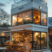 Kiosque mobile de luxe en conteneur de 40 pieds à 2 étages pour bar et café, à montage rapide, magasin alimentaire portable, maison préfabriquée modulaire compacte
