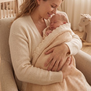 Coperta lavorata a maglia per bambini con motivo a pecorella super accogliente e carina, per bambini e neonati, SX - Product Image 2