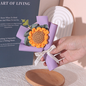 <strong>Handmade</strong> Wool <strong>Crochet</strong> Sunflower Bouquet Hot Sale Office Decoration and Teacher's Day Gift <strong>Knitted</strong> Artificial <strong>Flowers</strong> - Product Image 6