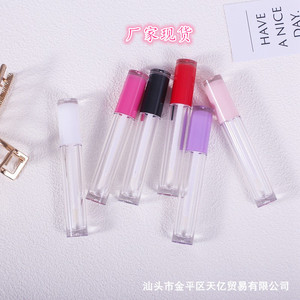 Tubo de brillo labial de 5 ml, envase cosmético vacío, tubos de plástico para rellenar tinte labial con tapa rosa, roja y negra - Product Image 3