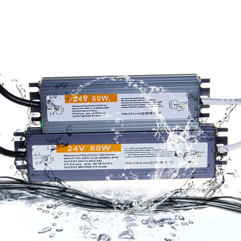 محول 12 فولت 24 فولت مزود الطاقة IP67 في الهواء الطلق مقاوم للماء 90-250 فولت 170-250 فولت 60 واط-400 واط محرك LED