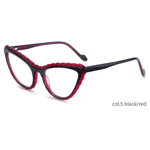 Alta qualità acetato laminato ottico rosso e nero colorato occhiali montatura per donna