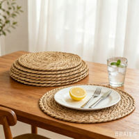 Sous-verres tissés en rotin naturel et jacinthe d'eau, résistants à la chaleur, antidérapants, écologiques, modernes, pour la table à manger à la maison