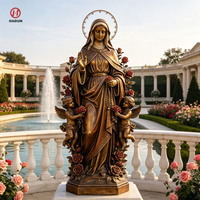 Fontaine d'eau en bronze sur mesure, grande statue de la Vierge Marie en bronze coulé grandeur nature pour jardin public extérieur, décoration religieuse